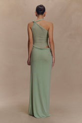 Edwina Knotted Mesh Maxi Dress - Sage